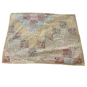 Martha Stewart Quilted Pillow Cover Yellow Patchwork Floral Cottagec Farmhouse